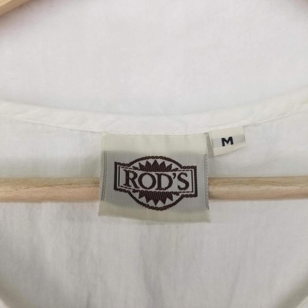 Rod's 100% Cotton Embroidered Ruffled Top Womens Medium Off White Sleeveless - Picture 5 of 8